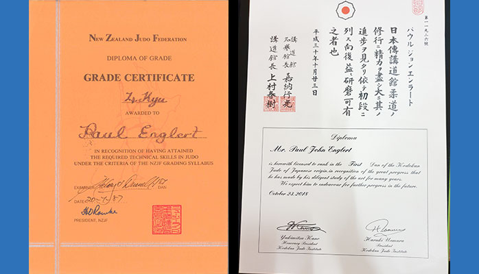 Paul Englert, Judo Certificates